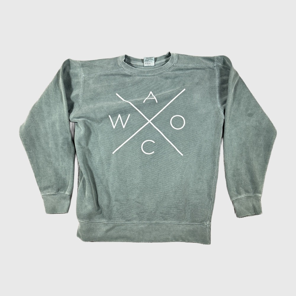 Comfort Colors Waco Texas Graphic Sweatshirt Sage Green Mens Small 2724